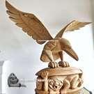 4 ft. cedar Sculpture, Raven and First Men by Doug LaFortune Sr. (Exhibition now open, Info below)